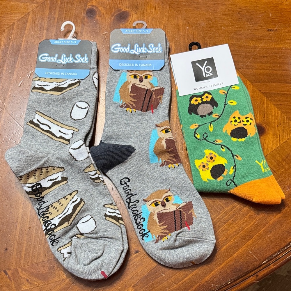 Women’s Owl & S'mores Crew Socks - 3 Pack